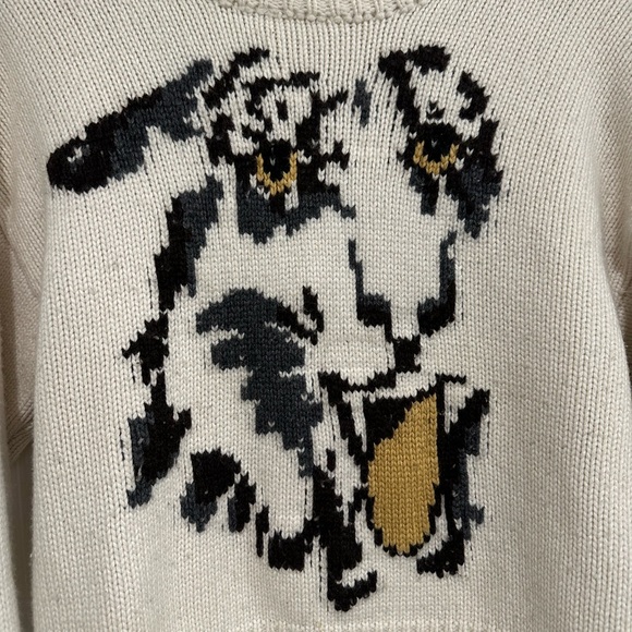Bartolini Wool Cashmere Blend Cream Sweater with Graphic Design Size Large - Picture 2 of 8